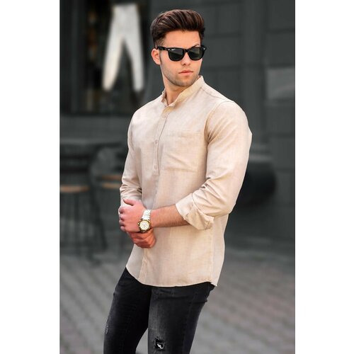 Madmext shirt - beige - fitted Slike