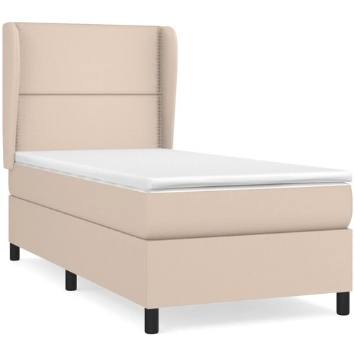 VidaXL Krevet s oprugama i madrac cappuccino 90x190 cm od umjetne kože Slike