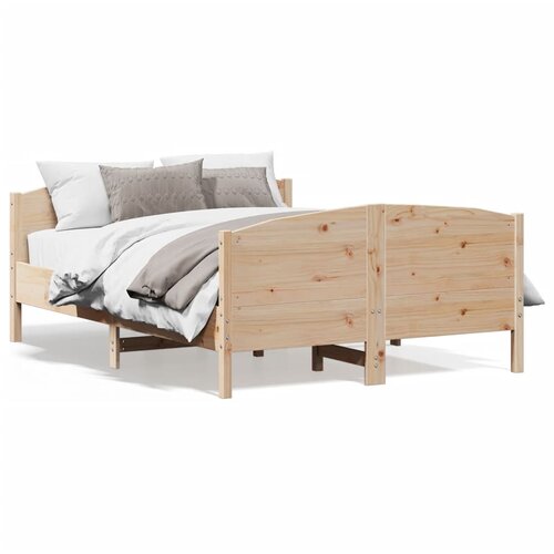 VidaXL Posteljni okvir z vzglavjem 140x200 cm trdna borovina Slike
