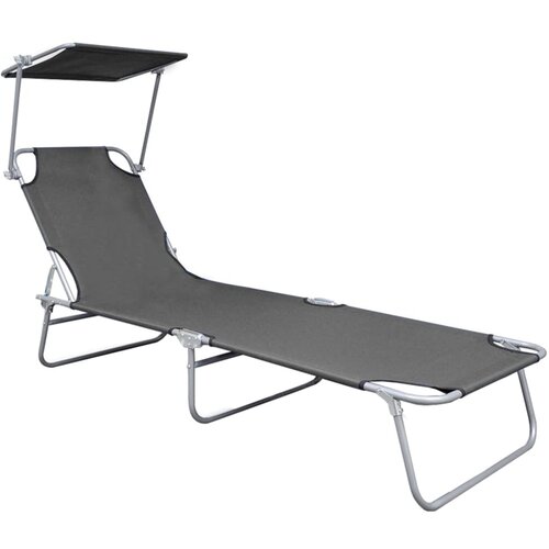 Maison Chic Zložljiv Ležalnik - Sončna ležalnik s streho siv aluminij, (22042721) Slike