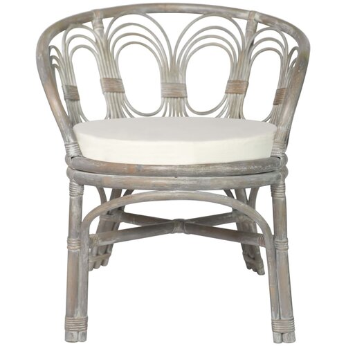 Maison Chic Jedilni stoli - Vzorci stoli z blazino siv naraven ratan in platno A172, (22032335) Cene