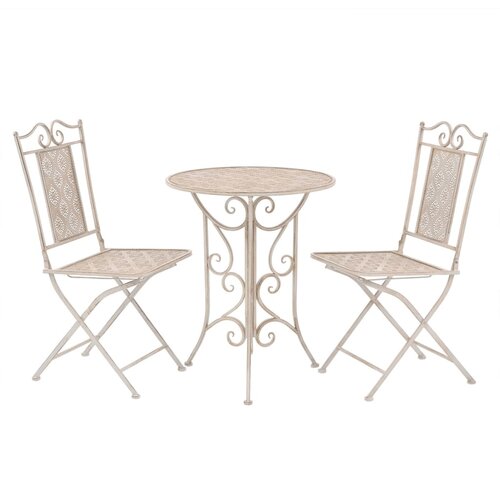 The Living Store Bistro garnitura 3-delna jeklo bela - Bistro Komplet, (21424877) Slike