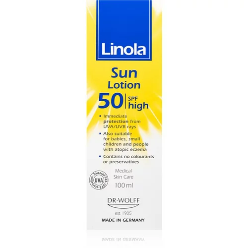 Linola Sun Lotion SPF50 krema za sončenje za suho do atopično kožo 100 ml
