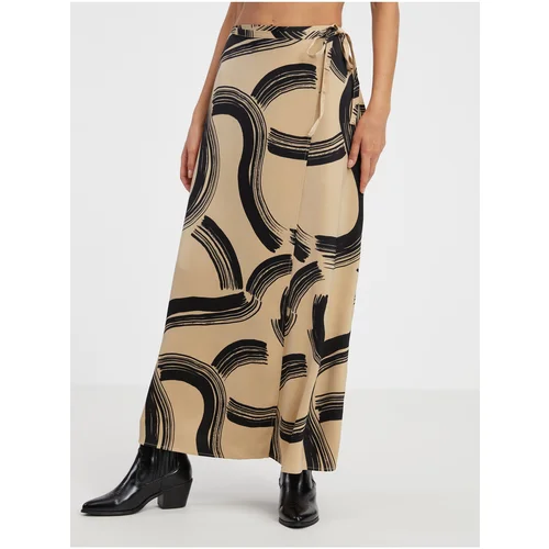 Vero_Moda Beige women's patterned wrap maxi skirt AWARE by Gu - Women's