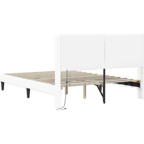  Krevetna konstrukcija Bijela 140 x 200 cm Umjetna koža Slike