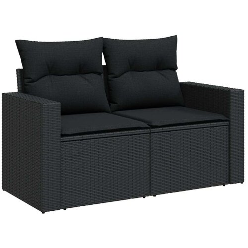 VidaXL 6-dijelni set vrtnih sofa s jastucima crni od poliratana Slike