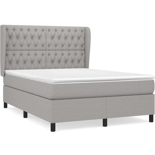  Krevet s oprugama i madracem svjetlosivi 140x190 cm od tkanine Slike