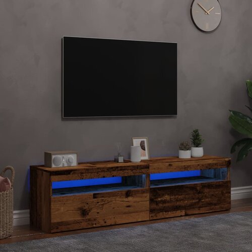 VidaXL TV omarica z LED lučkami 2 kosa starinski les inženirski les Slike