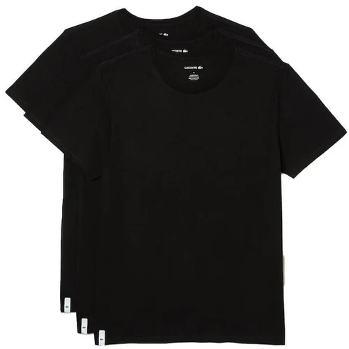 Lacoste Lounge 3 Pack Plain Stretch Cotton T-Shirts Black Crna