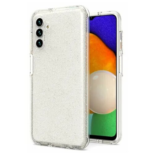 Onasi Silikonski ovitek z ble&amp;scaron;čicami za Samsung Galaxy A23 - prozoren s srebrnimi ble&amp;scaron;čicami Slike