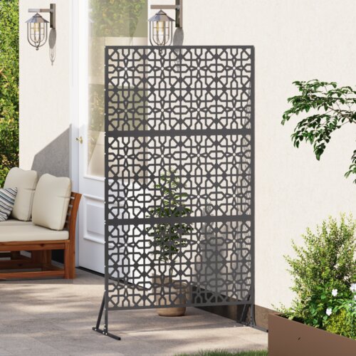 VidaXL Metalni panel ograde Crna Metal Veliki Uzorak Panel ograde Slike