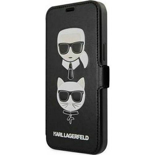 Karl Lagerfeld ovitek KLFLBKSP12LFKICKC za iphone 12 in 12 pro knjiga črna - karl and choupette Slike