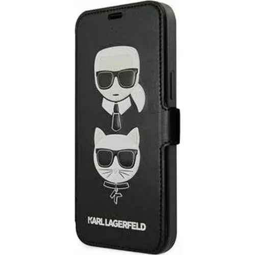 Karl Lagerfeld ovitek KLFLBKSP12LFKICKC za iPhone 12 in 12 Pro knjiga črna - Karl and Choupette