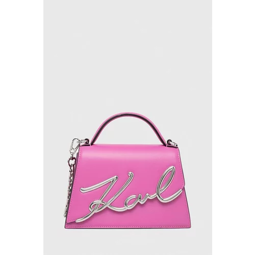 Karl Lagerfeld Usnjena torbica roza barva