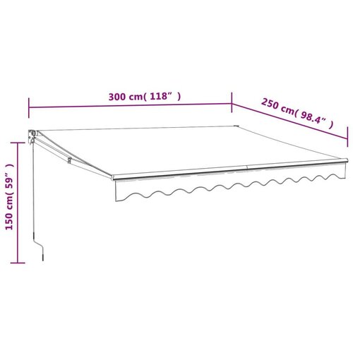 vidaXL Zložljiva tenda krem 3x2,5 m blago in aluminij Cene