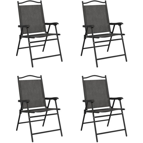 Maison Chic Zložljivi Vrtni Stoli - Stol za vrti 4 kosi melanž sivi jeklo in tekstil JS2870, (21876440) Slike
