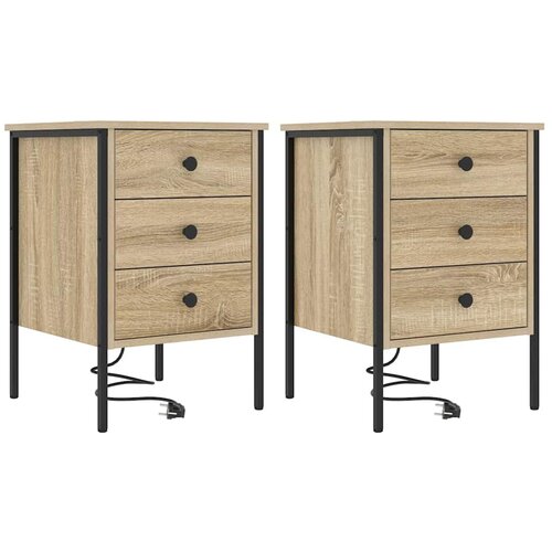 VidaXL Nočna omarica s predalom 2 pcs sonoma hrast 42 x 41 x 61 cm, (5000069630) Slike