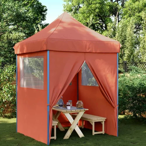 Sklopivi prigodni šator za zabave s 4 bočna zida terakota