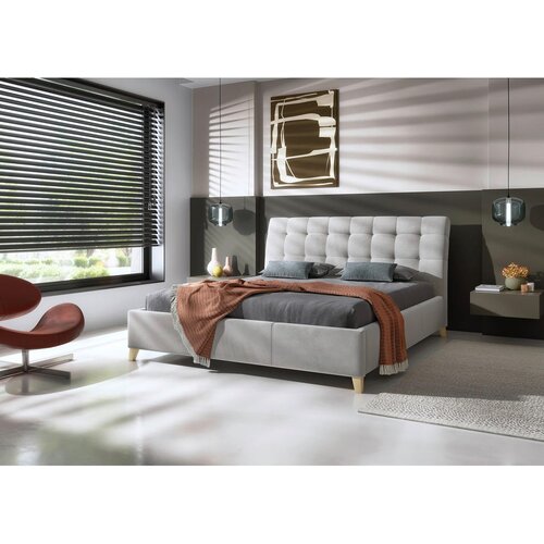 Hom`in OBLAZINJENA POSTELJA 140 cm x 200 cm , tekstil, leseni material bež Slike