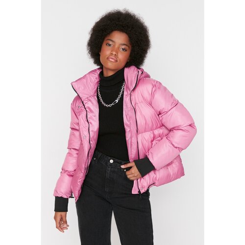 Trendyol Pink Oversize Hooded Inflatable Coat Slike