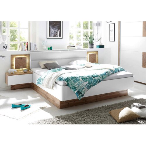 Hom`in POSTELJNA GARNITURA 180 cm x 200 cm , tekstil, leseni material divji hrast Slike