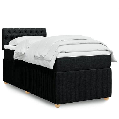 VidaXL Box spring krevet s madracem crni 90x190 cm od tkanine Slike