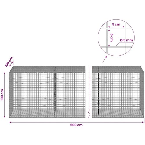  Gabion s žicom debljine 5 mm i mrežom 5x5 cm 500x100x100 cm - 100 cm 100 cm 500 cm Slike