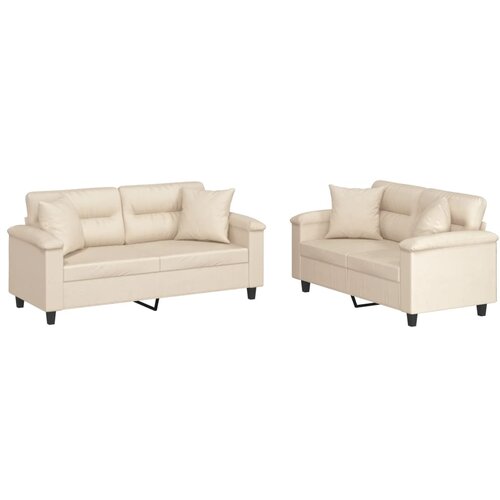 VidaXL 2-dijelni set sofa s jastucima bež od mikrovlakana Slike