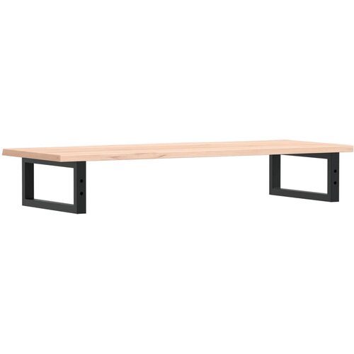  Zidna polica za umivaonik od čelika i masivne hrastovine Smeđa 100 x 40 x 2 cm Slike