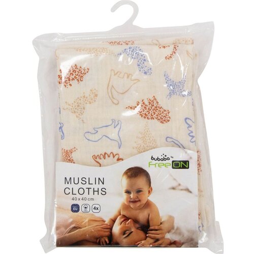 Bubaba by FreeON tetra krpice muslin 4/1 40x40 cm životinjice beige Slike
