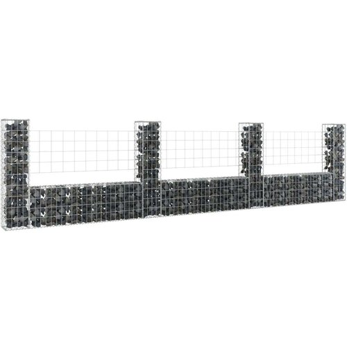 vidaXL Gabionska košara U-oblika s 4 stupa 380 x 20 x 100 cm željezna Cijene