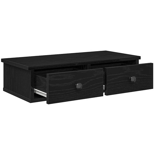  Zidna polica s ladicama crna 60x28x15 cm izrađeno drvo Slike