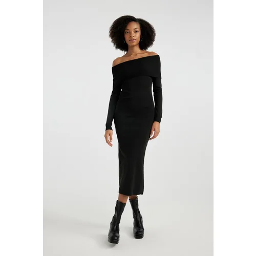 Defacto Slim Fit Open Shoulder Long Sleeve Dress