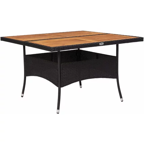 vidaXL Zunanja jedilna miza črn poli ratan in trden akacijev les, (20665468)