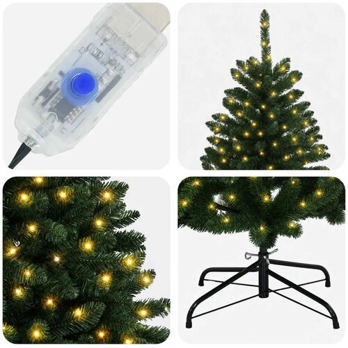  Umjetno božićno drvce s nogom 270 cm 600 LED lampica - Srednje zelena &amp;Oslash; 128 x 270 cm s 600 LED dioda Slike