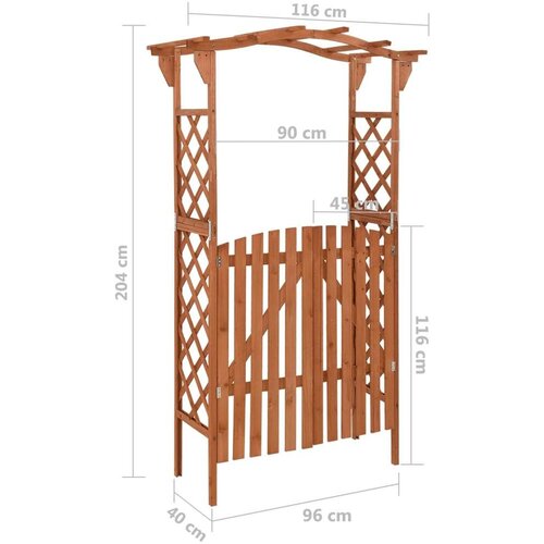 VidaXL pergola s vratima 116 x 40 x 204 cm od masivne jelovine Slike