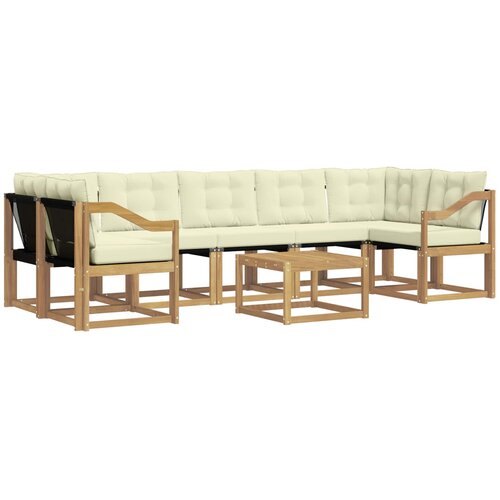 vidaXL Zunanja garnitura za sedenje z blazino 8 pcs Bela in krem, (5000281118) Cene