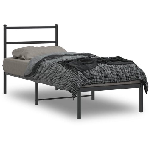 vidaXL Kovinski posteljni okvir z vzglavjem črn 80x200 cm Cene