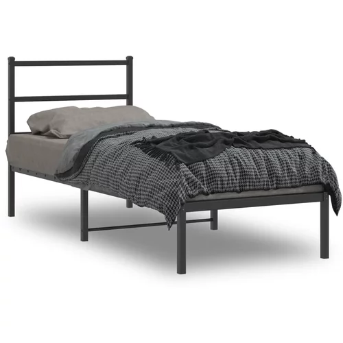 vidaXL Kovinski posteljni okvir z vzglavjem črn 80x200 cm
