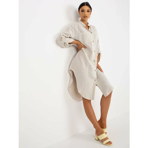 Fashion Hunters Light beige oversize shirt by OCH BELLA