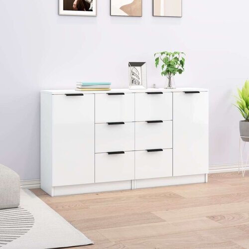  Komoda 2 kom sjajna bijela 60x30x70 cm od konstruiranog drva Slike