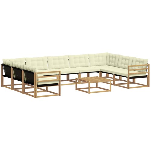 vidaXL Zunanja garnitura za sedenje z blazino 10 pcs Bela in krem, (5000269361) Cene