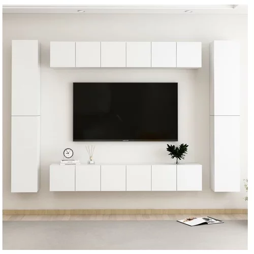  Komplet TV omaric 10-delni bela iverna plošča