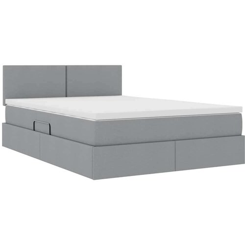  Krevet S LED lampica Svijetlo siva 140 x 190 cm tkanina Slike
