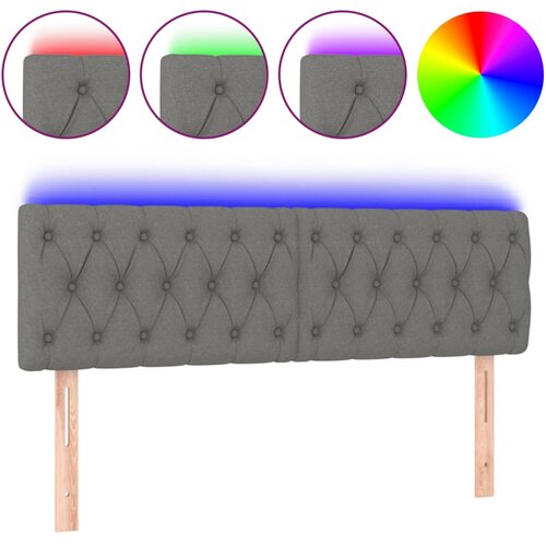 Maison Chic led posteljno vzglavje - vzglavna omarica - nočna omarica temno sivo 144x7x78/88 cm blago, (21709442) Slike