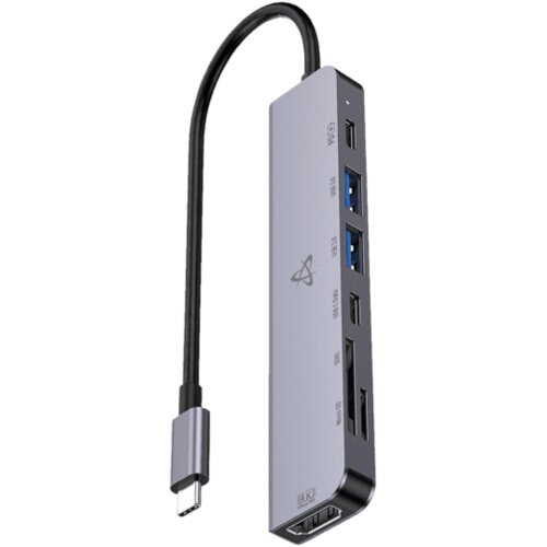 S Box Adapter H 999, USB-C na HDMI, 7u1, Sivi Slike