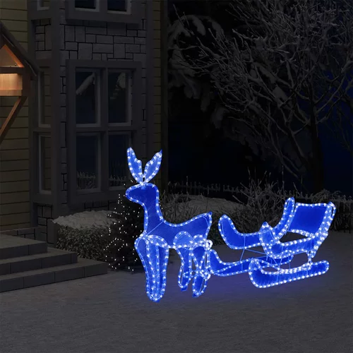 vidaXL božični okras jelen in sani z mrežo s 432 LED lučkami