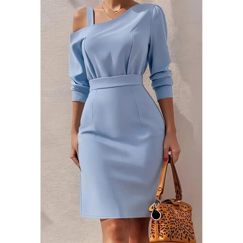 Fenzy Elegantna Midi Haljina, Svijetlo Plava Slike