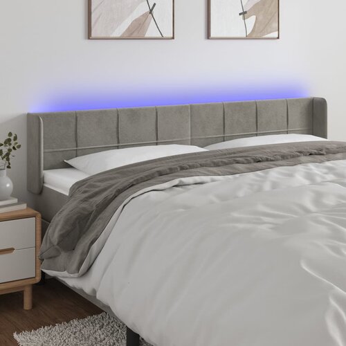 VidaXL LED uzglavlje svjetlosivo 183x16x78/88 cm bar&amp;scaron;unasto Slike