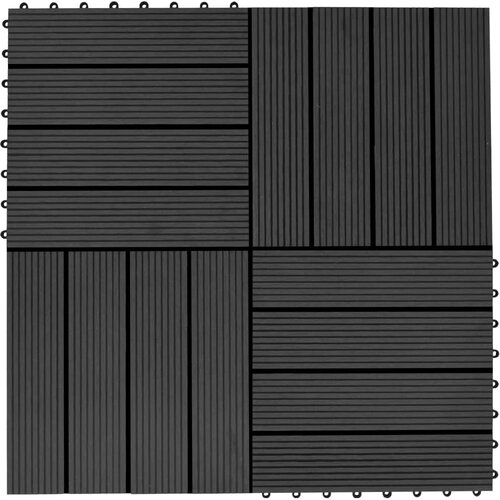 VidaXL pločice za trijem 11 kom WPC 30 x 30 cm 1 m&amp;sup2; crne Slike
